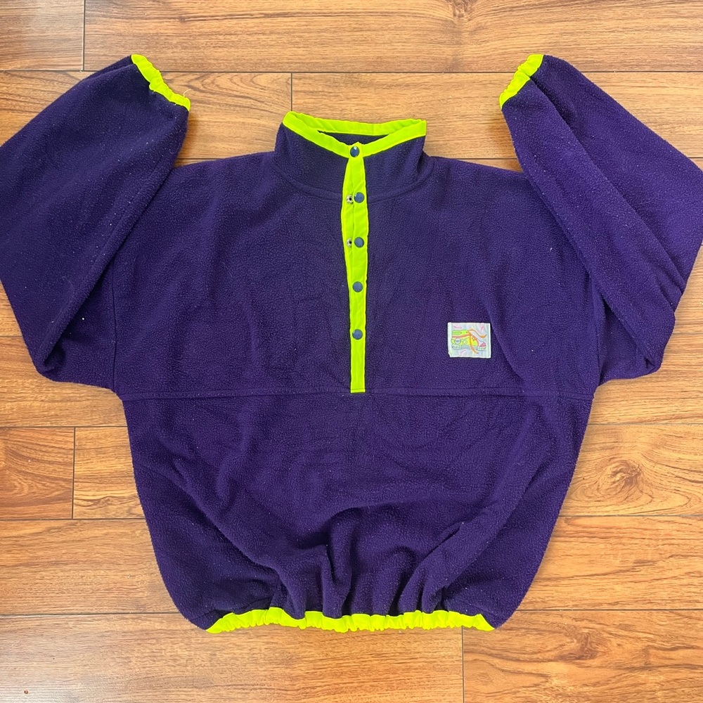 Epic 90’s Vintage Purple and Green Pullover Fleece